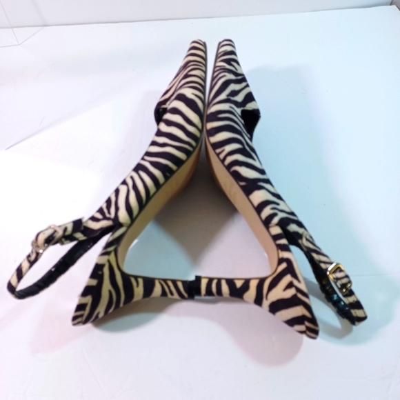 Jewels by Jade, Zebra animal print Slingback Pumps, Size 9W" Black/White - Picture 8 of 12
